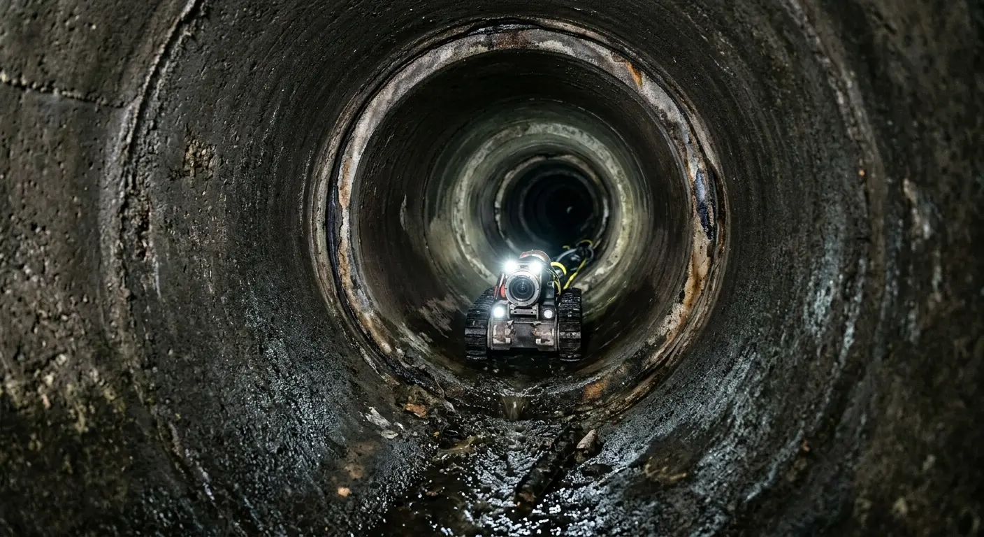 Robotic sewer camera inspecting pipe interior for Sewer Line Repair in Rossford